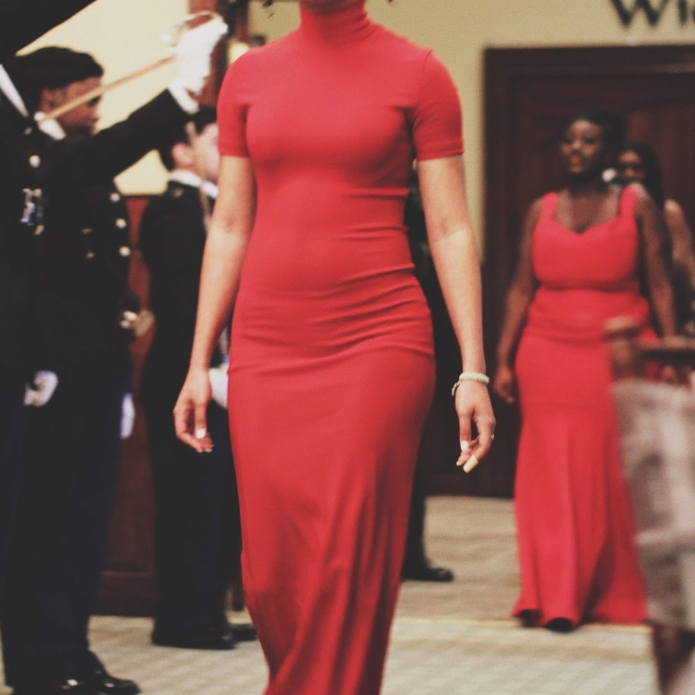 Red tight dress